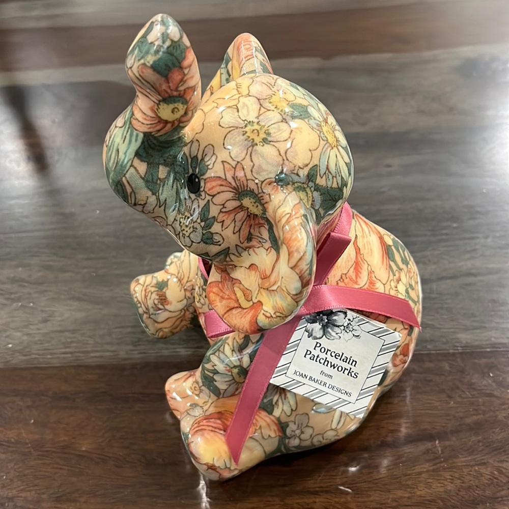 Porcelain patchworks, multicolored elephant